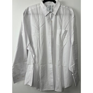 NWOT Collusion Women's 6 White Oversized Tunic Shirt Button Cotton LS Basic C23